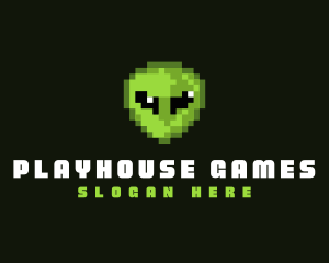 Alien Pixelated Game logo design