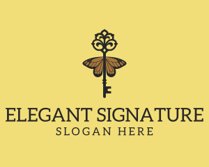 Elegant Butterfly Key logo design