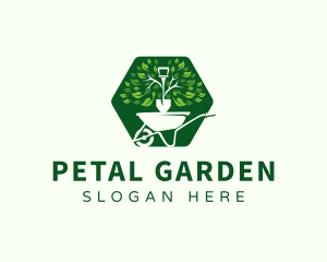 Wheelbarrow Shovel Landscaping logo design