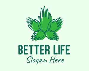 Green Cannabis Hands logo design