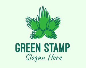 Green Cannabis Hands logo design