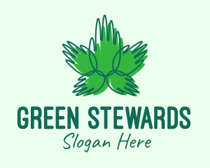 Green Cannabis Hands logo design