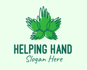 Green Cannabis Hands logo design