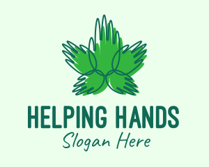 Green Cannabis Hands logo design