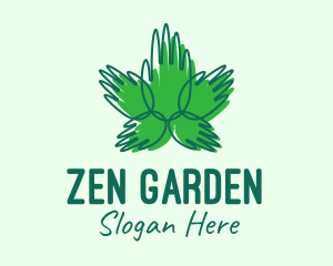 Green Cannabis Hands logo design