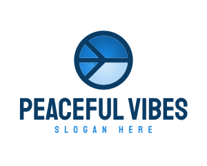 Blue Peace Sign Circle logo design