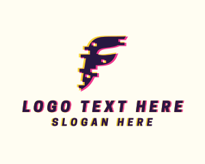 Pixel Glitch Letter F logo