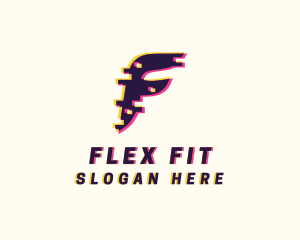 Pixel Glitch Letter F logo design