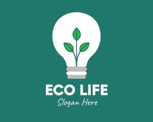 Eco Plant Light Bulb logo design