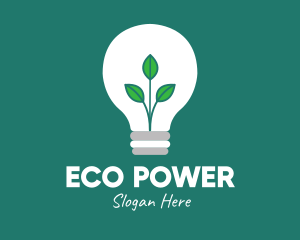 Eco Plant Light Bulb logo design