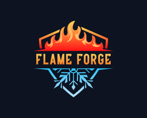 Thermal Snowflake Flame logo design