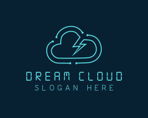 Circuit Cloud Lightning logo design