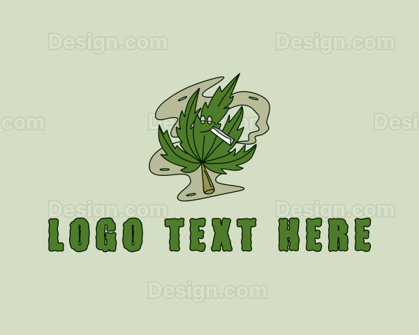 Smoking Marijuana Leaf Logo