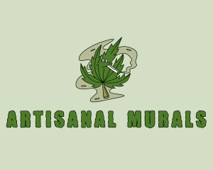 Smoking Marijuana Leaf logo design