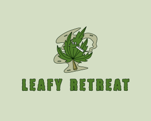 Smoking Marijuana Leaf logo design