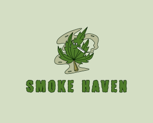 Smoking Marijuana Leaf logo design