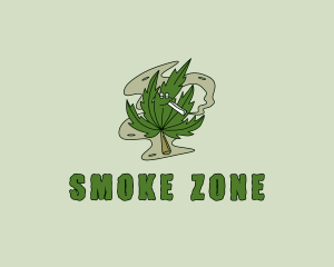 Smoking Marijuana Leaf logo design