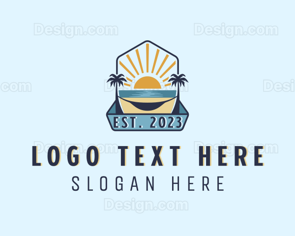 Sea Palm Tree Beach Logo