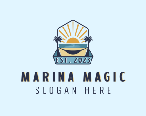 Sea Palm Tree Beach logo design