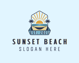 Sea Palm Tree Beach logo design