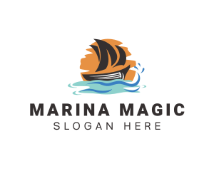 Ocean Boat Sailing  logo design