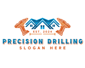 Construction Drill Roofing logo design