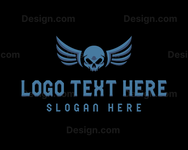 Military Skull Wings Logo