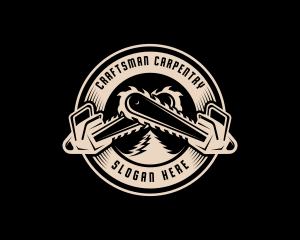 Chainsaw Carpenter Tool logo design