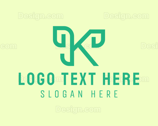 Organic Vegan Cursive Letter K Logo