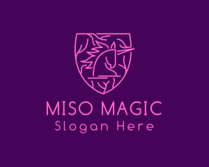 Magical Unicorn Shield logo design