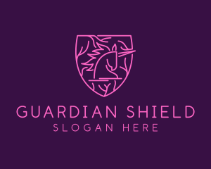 Magical Unicorn Shield logo design