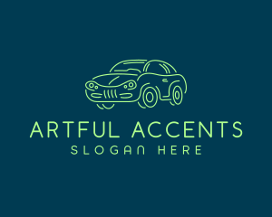 Green Car Line art logo design