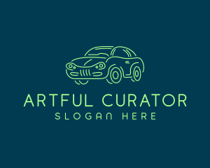 Green Car Line art logo design