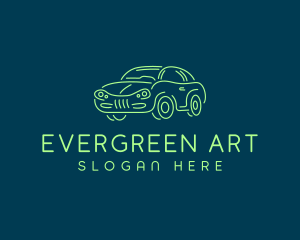 Green Car Line art logo design