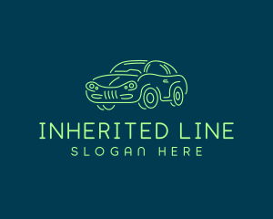 Green Car Line art logo design