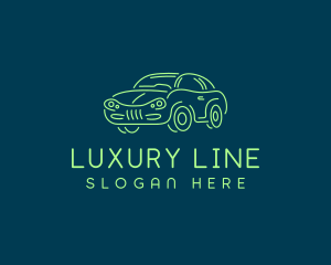 Green Car Line art logo design