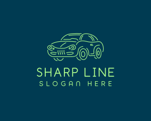 Green Car Line art logo design