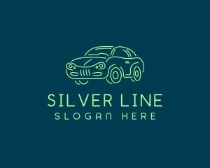 Green Car Line art logo design