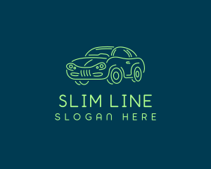 Green Car Line art logo design