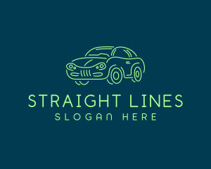 Green Car Line art logo design