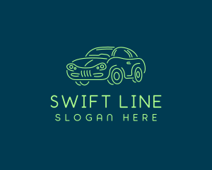 Green Car Line art logo design