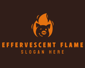 Roast Flaming Pork Barbecue logo design