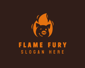 Roast Flaming Pork Barbecue logo design