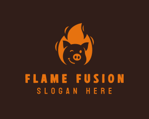 Roast Flaming Pork Barbecue logo design