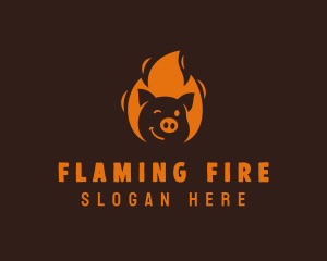 Roast Flaming Pork Barbecue logo design