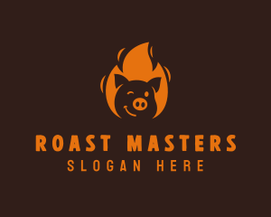 Roast Flaming Pork Barbecue logo design