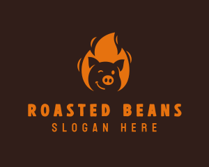 Roast Flaming Pork Barbecue logo design