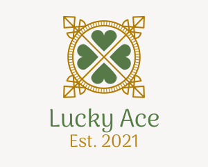 Line Art Lucky Clover Leaf  logo design