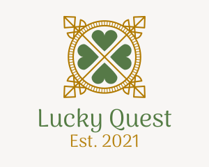 Line Art Lucky Clover Leaf  logo design