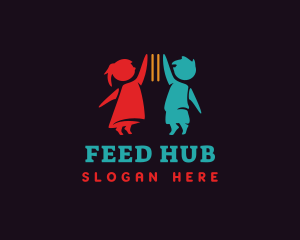 Kids Fork Feeding logo design